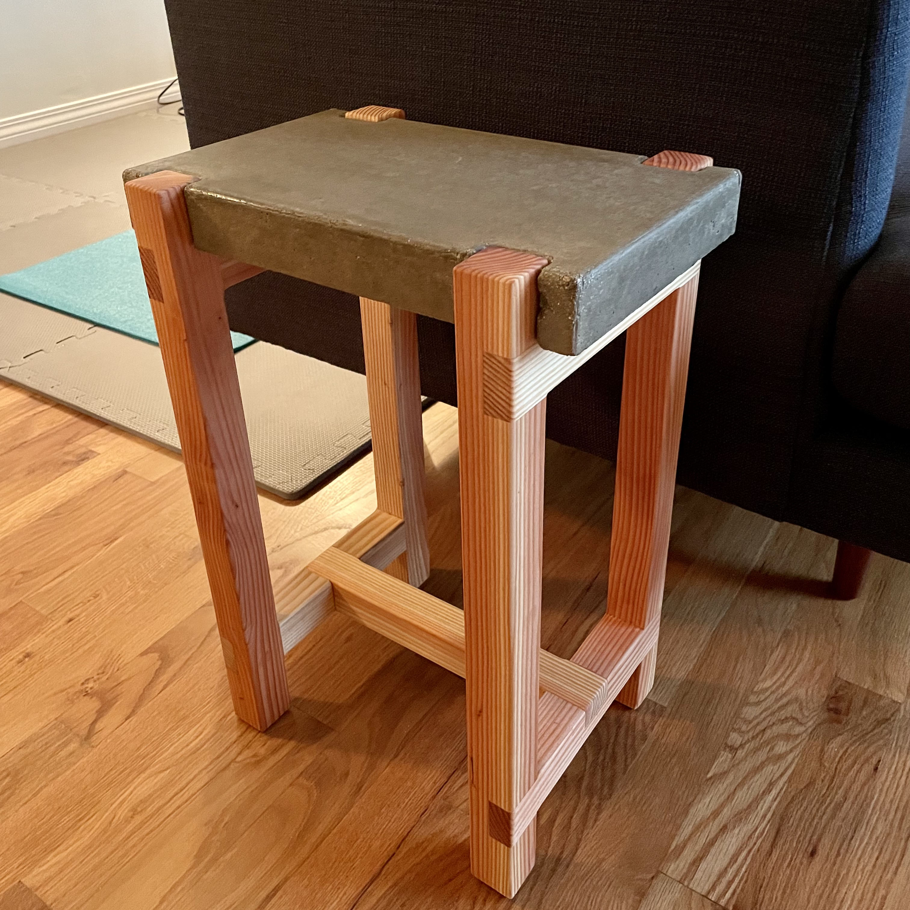 Wood and Concrete Side Table